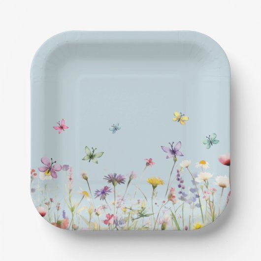 Wildflowers grillige partij papieren bordje (Voorkant)