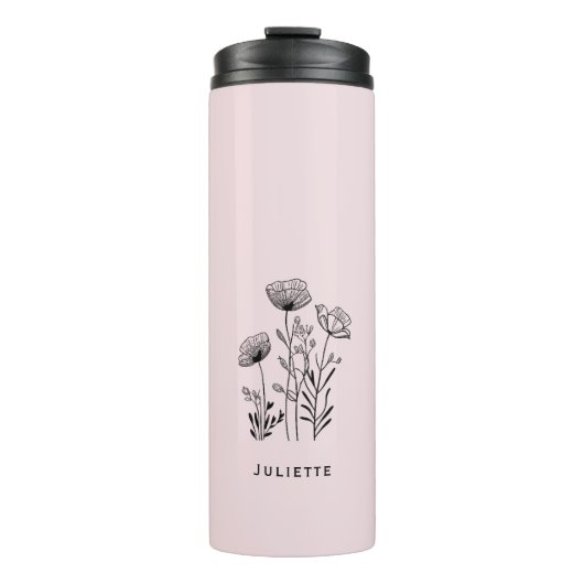 Wildflowers hand-draw monogram thermosbeker (Voorkant)