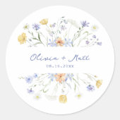 Wildflowers handritten wedding ronde sticker (Voorkant)