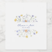 Wildflowers handritten wedding wijn etiket (Enkel label)