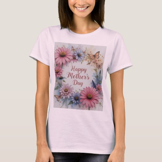 Wildflowers Happy Moederdag T-shirt (Voorkant)
