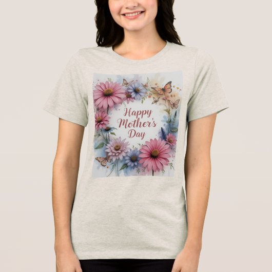 Wildflowers Happy Moederdag Tri-Blend Shirt (Voorkant)