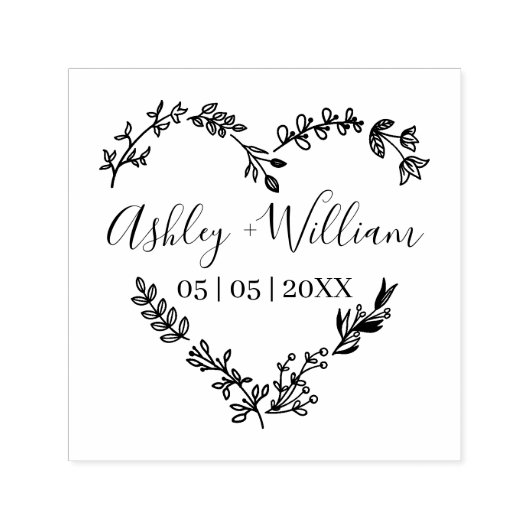 Wildflowers Hart Vormgeving forma Trouwdag Zelfinktende Stempel (Design)
