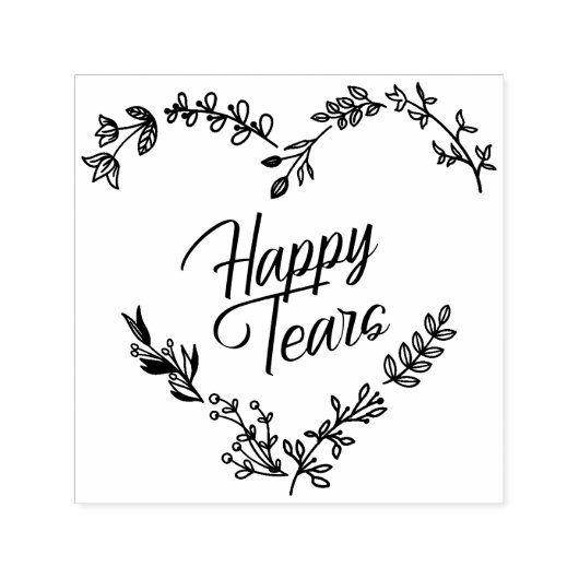 Wildflowers Heart Happy Tears Wedding Quote Zelfinktende Stempel (Design)