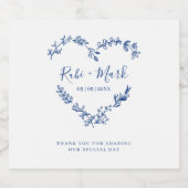 Wildflowers Heart in Blue for Wedding Sparkling Wijnetiket (Enkel label)