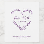Wildflowers Heart in Purple for Wedding Wijn Etiket (Enkel label)