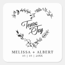 Wildflowers Heart Tears of Joy Wedding Quote Vierkante Sticker