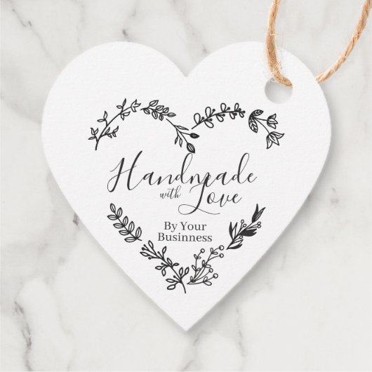 Wildflowers Heart with Handmade with Love Quote Bedankjes Labels (Achterkant)