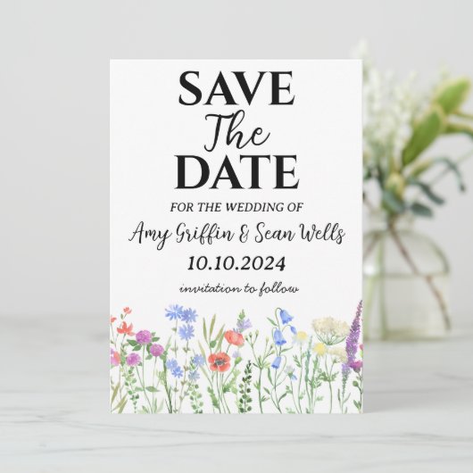 Wildflowers herfst Bewaar de datumkaarten Kaart (Staand voorkant)