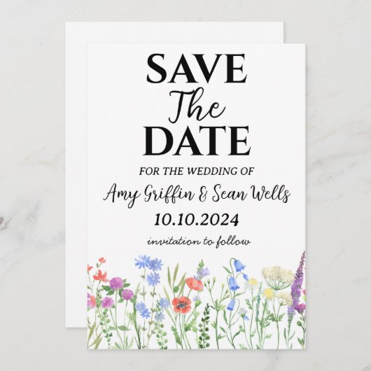 Wildflowers herfst Bewaar de datumkaarten Kaart (Voorkant / Achterkant)