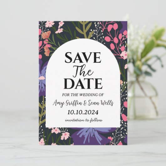 Wildflowers herfst Bewaar de datumkaarten Kaart (Staand voorkant)