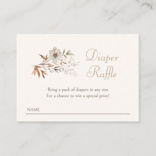 Wildflowers Herfst Herfst Baby shower Luier Raffle Informatiekaartje (Voorkant)