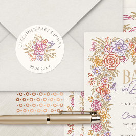 Wildflowers Herfst Herfst Baby shower Ronde Sticker