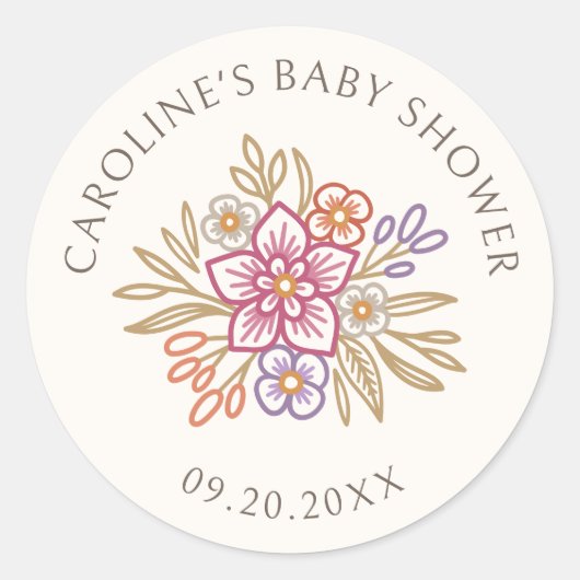 Wildflowers Herfst Herfst Baby shower Ronde Sticker (Voorkant)