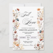 Wildflowers Herfst in Liefde Elegante bruiloft Kaart (Voorkant)