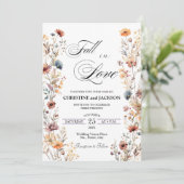 Wildflowers Herfst in Liefde QR Code Wedding Kaart (Staand voorkant)