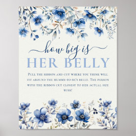Wildflowers Hoe groot is haar buik Baby shower spe Poster