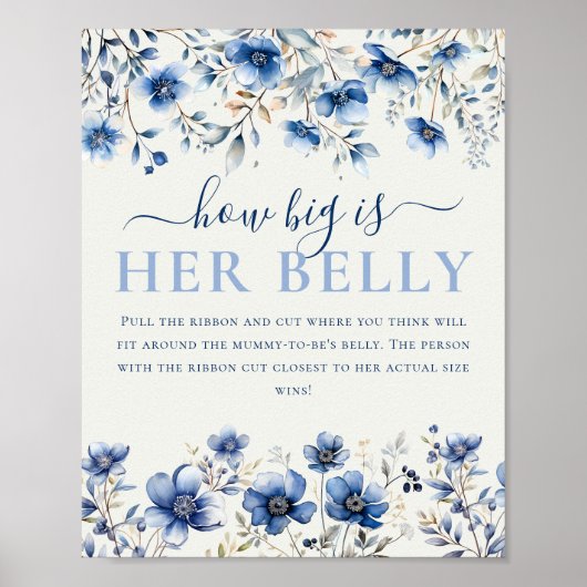 Wildflowers Hoe groot is haar buik Baby shower spe Poster (Voorkant)
