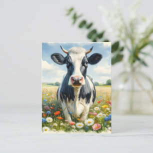 Wildflowers Holstein Dairy Koe Briefkaart