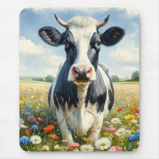 Wildflowers Holstein Dairy Koe Muismat (Voorkant)