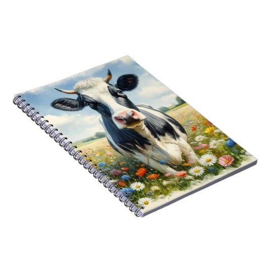 Wildflowers Holstein Dairy Koe Notitieboek (Rechterzijde)