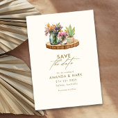 Wildflowers hout Mason Jars Boho Bohemian Wedding Kaart