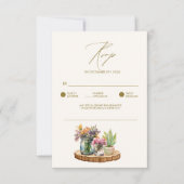 Wildflowers hout Mason Jars Boho Bohemian Wedding RSVP Kaartje (Voorkant)