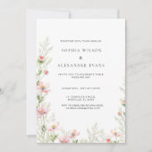 Wildflowers Huwelijksuitnodiging in een zachte rom Kaart (Voorkant)