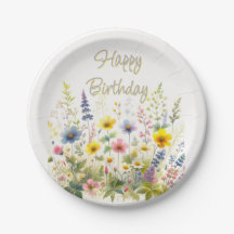 Wildflowers in Bloom Happy Birthday Paper Bord