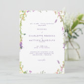 Wildflowers in Bloom Lavendel Huwelijksuitnodiging Kaart (Staand voorkant)