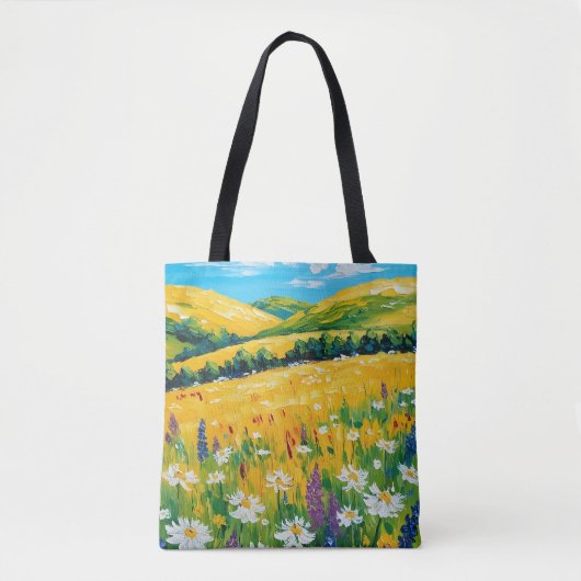 Wildflowers in de Meadow All-Over Print Canvas tas (Voorkant)