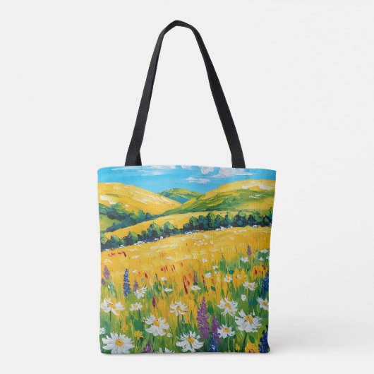 Wildflowers in de Meadow All-Over Print Canvas tas (Achterkant)