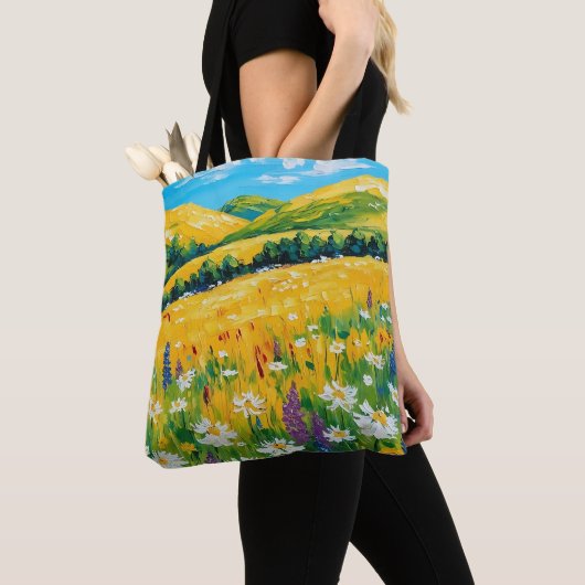 Wildflowers in de Meadow All-Over Print Canvas tas (Dichtbij)