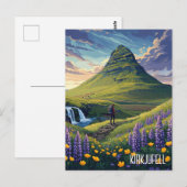 Wildflowers in Kirkjufell IJsland Reizen Briefkaart (Voorkant / Achterkant)