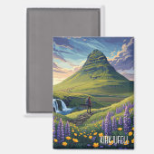 Wildflowers in Kirkjufell IJsland Reizen Magneet (Voorkant / Achterkant)