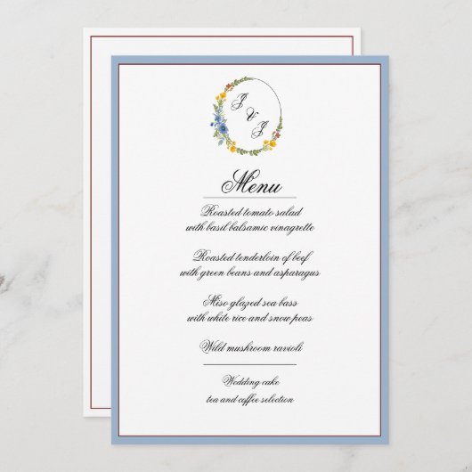 Wildflowers in Primary Colors Menu Kaart (Voorkant / Achterkant)