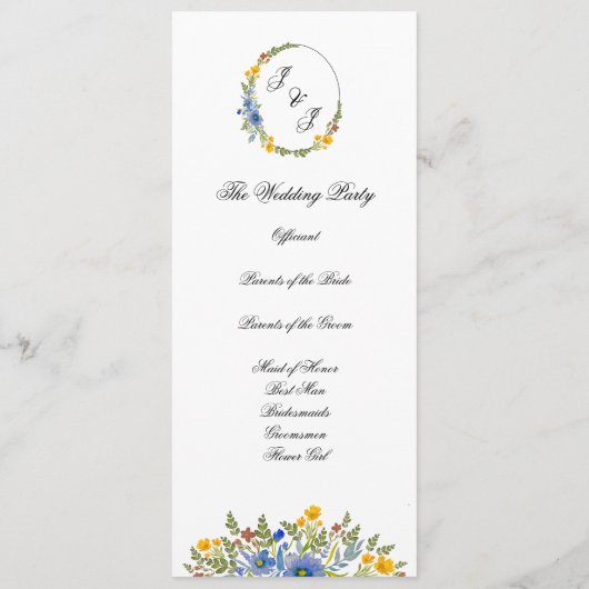 Wildflowers in Primary Colors-programma Programmakaart (Achterkant)