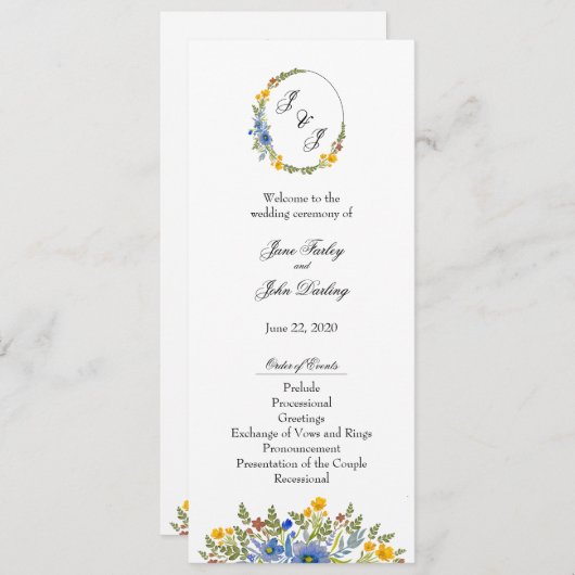 Wildflowers in Primary Colors-programma Programmakaart (Voorkant / Achterkant)