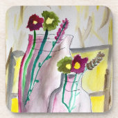 Wildflowers in vase abstract art bier onderzetter (Voorkant)