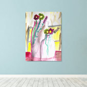 Wildflowers in vase abstract art canvas afdruk (Insitu (Houten vloer))