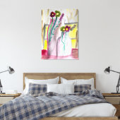 Wildflowers in vase abstract art canvas afdruk (Insitu (Slaapkamer))