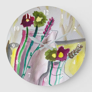 Wildflowers in vase abstract art grote klok