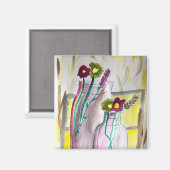 Wildflowers in vase abstract art magneet (Voorkant / Achterkant)