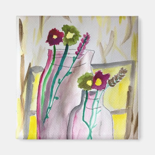 Wildflowers in vase abstract art magneet (Voorkant)