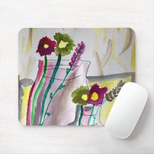 Wildflowers in vase abstract art muismat (Met muis)