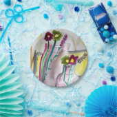 Wildflowers in vase abstract art papieren bordje (Feest)