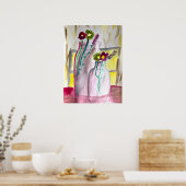 Wildflowers in vase abstract art poster (Keuken)