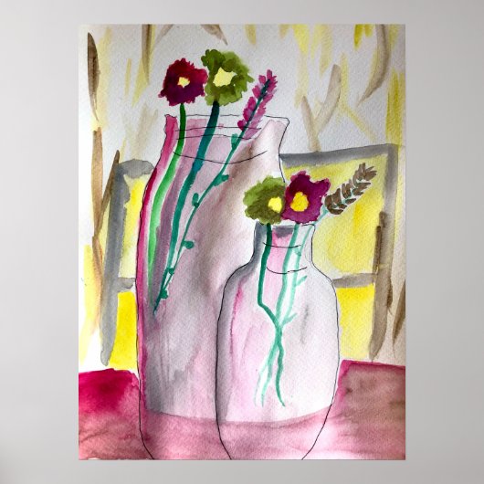 Wildflowers in vase abstract art poster (Voorkant)