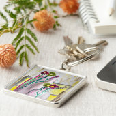 Wildflowers in vase abstract art sleutelhanger (Zijkant)