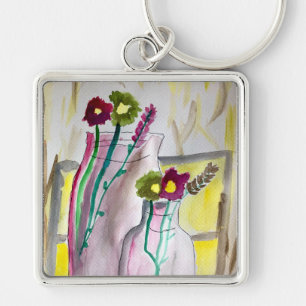 Wildflowers in vase abstract art sleutelhanger